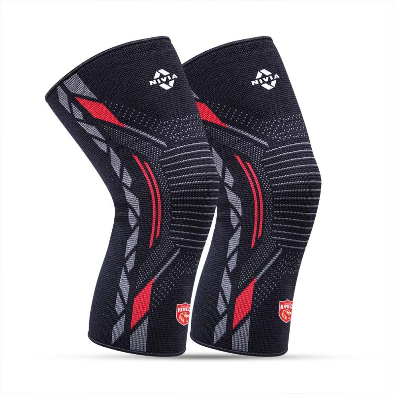 Nivia PUNJAB KINGS x NIVIA KNITTED KNEE SUPPORT - Black/Red Nivia PUNJAB KINGS x NIVIA KNITTED KNEE SUPPORT - Black/Red