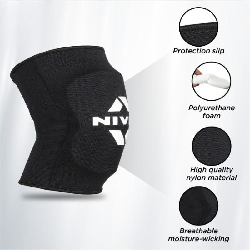 Nivia Volleyball Knee Support with PU Foam Pad - (Pair) , Knee Braces & Sleeves, For Performance Enhancement Available in Large & Black Color , Used for All kind of impact Sports - Black Nivia Volleyball Knee Support with PU Foam Pad - (Pair) , Knee Braces & Sleeves, For Performance Enhancement Available in Large & Black Color , Used for All kind of impact Sports - Black