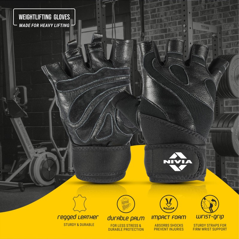 Nivia Tough Grip Weightliftng Gloves - Black