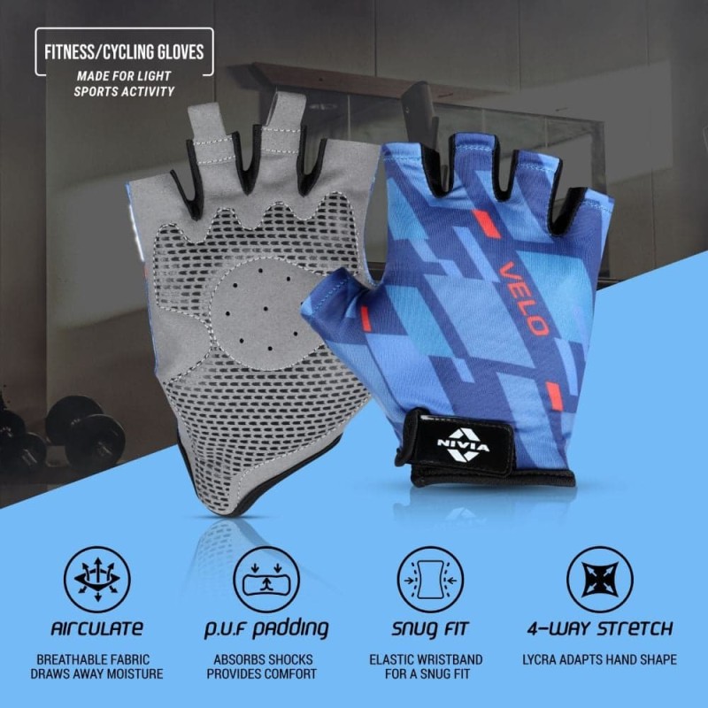 Nivia Velo Fitness Gloves - Blue