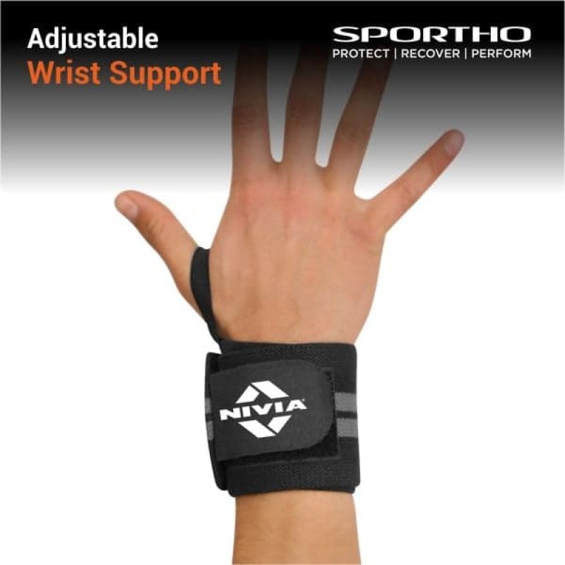 Nivia Weight Lifting Wrist Support (Pair) - Black-Grey