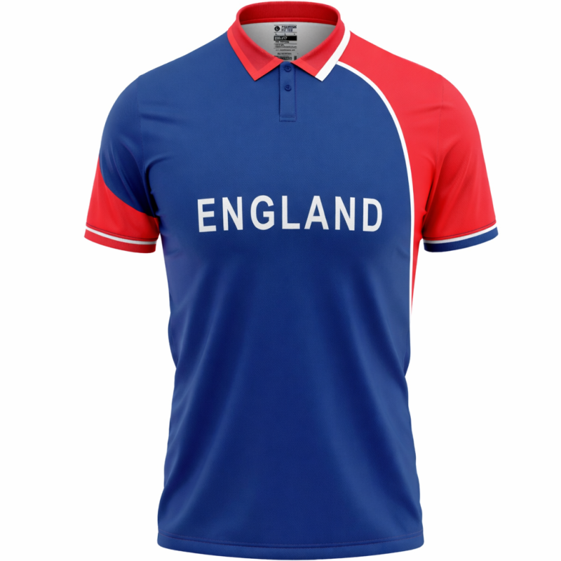 England Blue ODI World Cup 2007 Half Sleeves Cricket Fan Jersey - 100% Dryfit Polyester