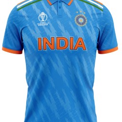 India Blue ODI World Cup 2023 Half Sleeves Cricket Fan Jersey - 100% Dryfit Polyester - With Name Personalisation India Blue ODI World Cup 2023 Half Sleeves Cricket Fan Jersey - 100% Dryfit Polyester - With Name Personalisation