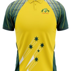 Australia Half Sleeves Cricket Fan Jersey - 100% Dryfit Polyester - With Name Personalization Australia Half Sleeves Cricket Fan Jersey - 100% Dryfit Polyester - With Name Personalization