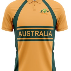 Australia Half Sleeves Cricket Fan Jersey - 100% Dryfit Polyester - With Name Personalization Australia Half Sleeves Cricket Fan Jersey - 100% Dryfit Polyester - With Name Personalization