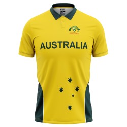 Australia Half Sleeves Cricket Fan Jersey - 100% Dryfit Polyester - With Name Personalization