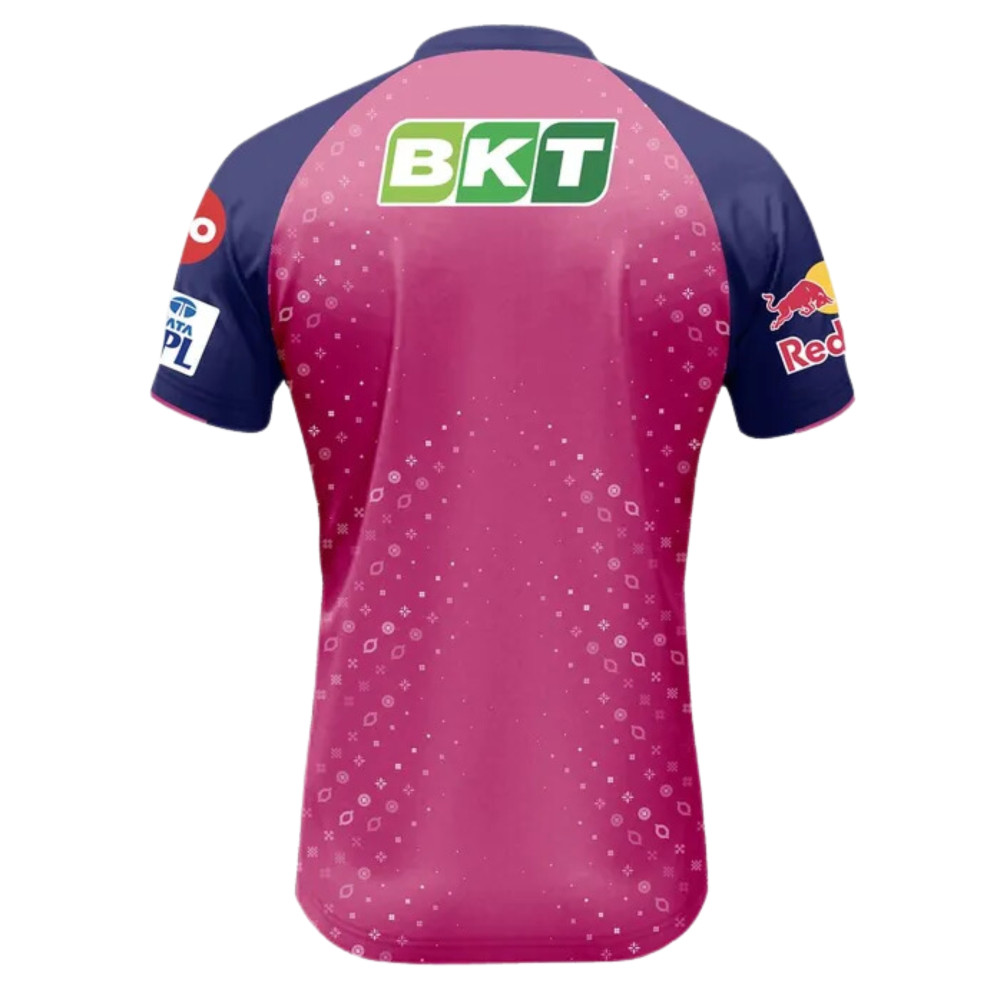 Rajasthan Royals IPL Replica Cricket Jersey 2024 (RR 2024 IPL Jersey with Name Personalization) Rajasthan Royals IPL Replica Cricket Jersey 2024 (RR 2024 IPL Jersey with Name Personalization)