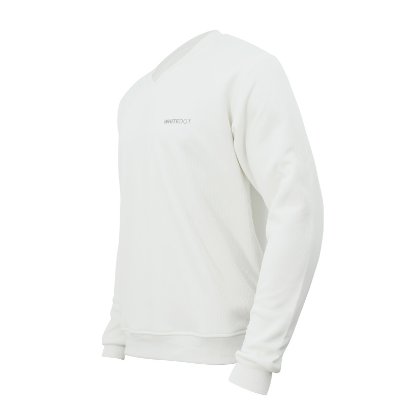 Whitedot Off White V Neck Full Sleeves Cricket Jumper