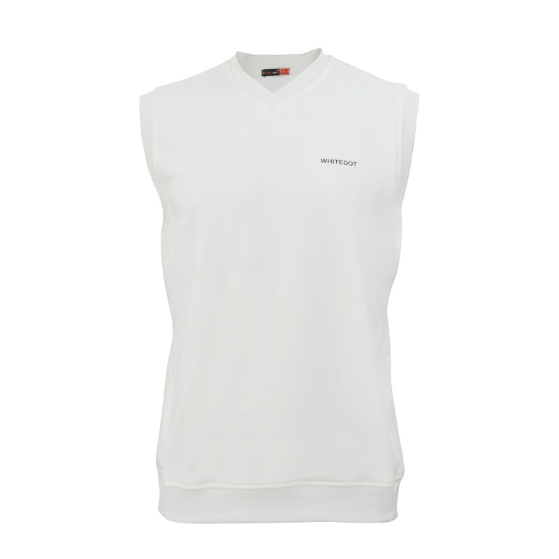 Whitedot Off White V Neck Without Sleeves Cricket Jumper