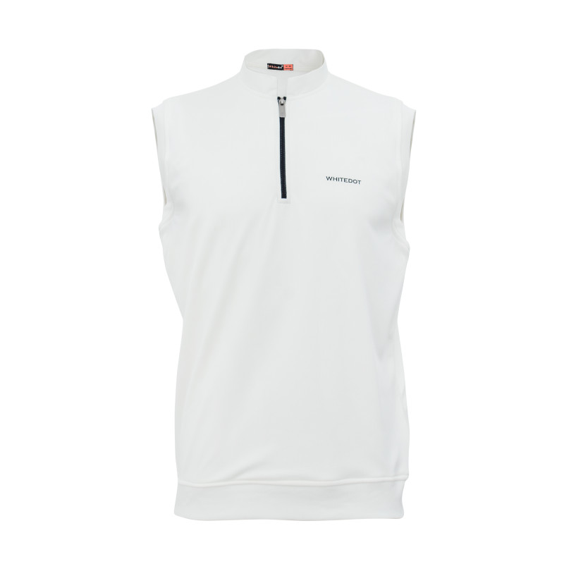 Whitedot Off White Zip Up Without Sleeves Cricket Jumper