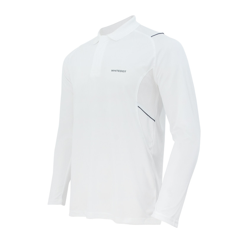 Whitedot Omega Quick Dry Full Sleeves Polo T-Shirt - White Whitedot Omega Quick Dry Full Sleeves Polo T-Shirt - White