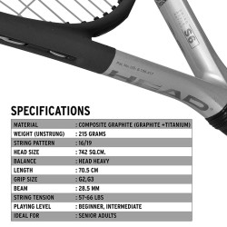 HEAD Ti S6 Tennis Racquet (Black/Silver) HEAD Ti S6 Tennis Racquet (Black/Silver)