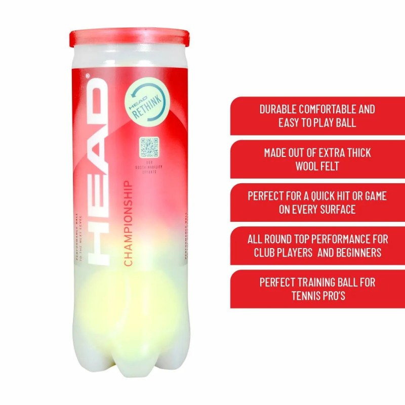 HEAD Championship Tennis Ball Can (3 Balls) HEAD Championship Tennis Ball Can (3 Balls)