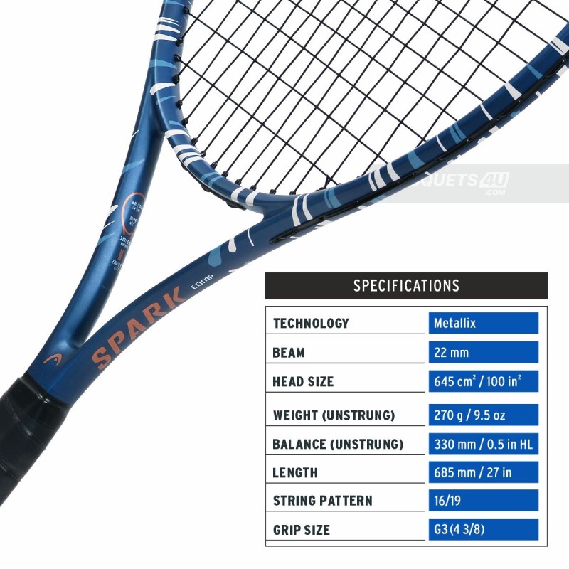 HEAD MX Spark Comp Tennis Racquet (Strung, Petrol) HEAD MX Spark Comp Tennis Racquet (Strung, Petrol)