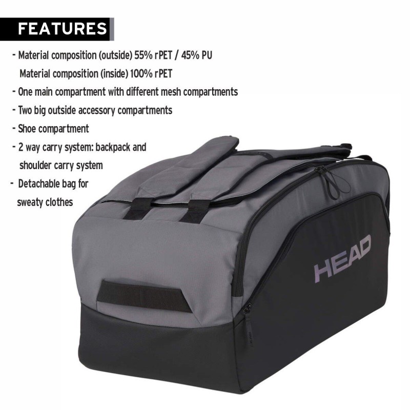 HEAD Pro X Duffle Sport Bag (Black/Dark Grey) HEAD Pro X Duffle Sport Bag (Black/Dark Grey)