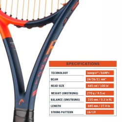 Head IG Radical Xceed Tennis Racquet (Orange/Blue, Strung) Head IG Radical Xceed Tennis Racquet (Orange/Blue, Strung)