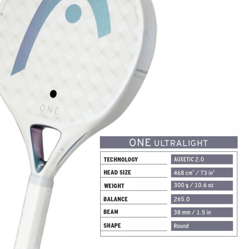 HEAD One Ultralight Padel Racquet (White) HEAD One Ultralight Padel Racquet (White)