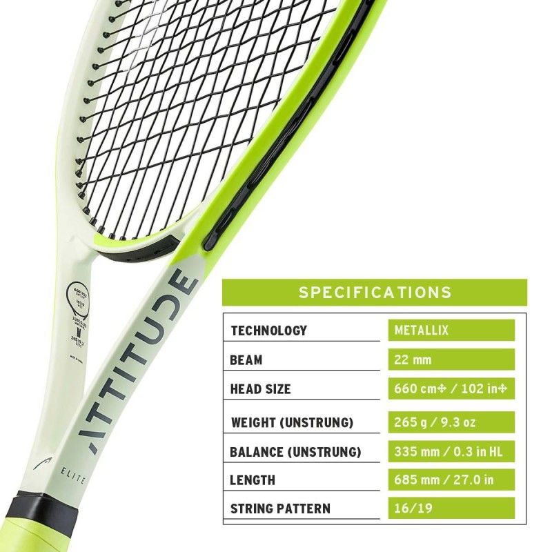 HEAD MX Attitude Elite Tennis Racquet (Yellow, Strung) HEAD MX Attitude Elite Tennis Racquet (Yellow, Strung)
