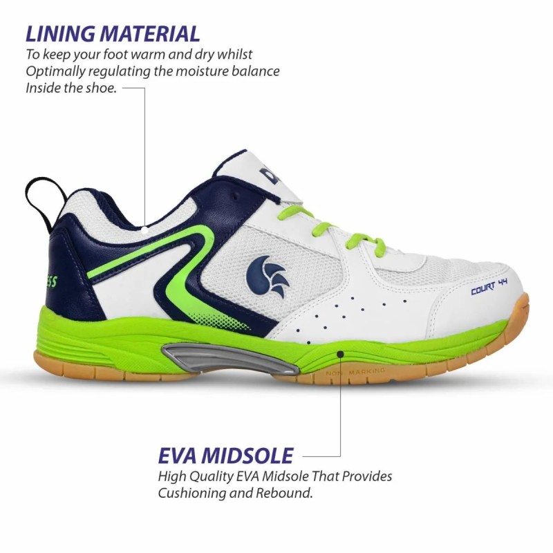 DSC Court 44 Badminton Shoes (White/Navy/Green) DSC Court 44 Badminton Shoes (White/Navy/Green)