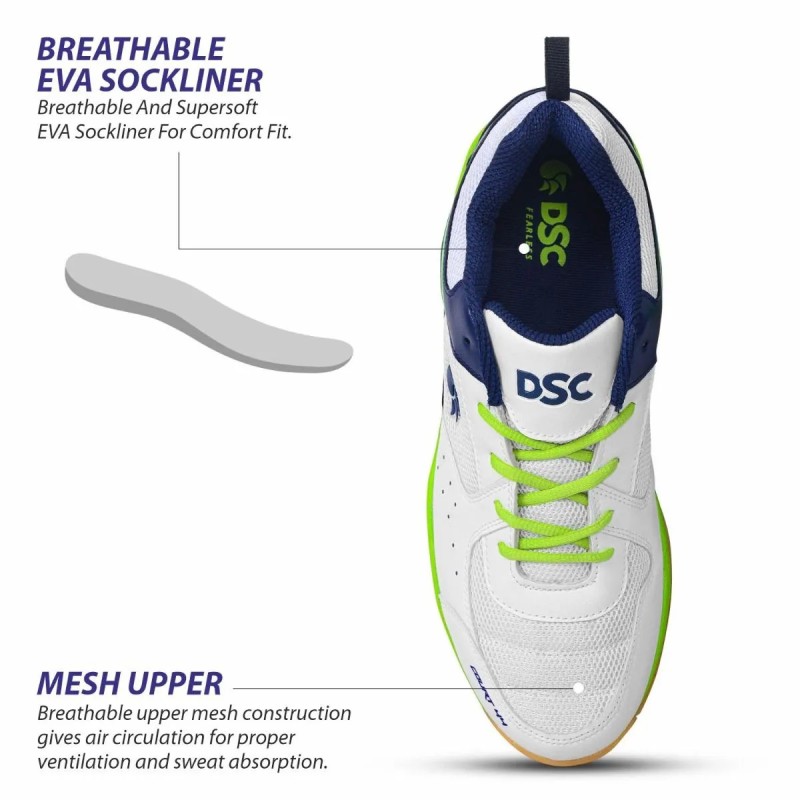 DSC Court 44 Badminton Shoes (White/Navy/Green) DSC Court 44 Badminton Shoes (White/Navy/Green)