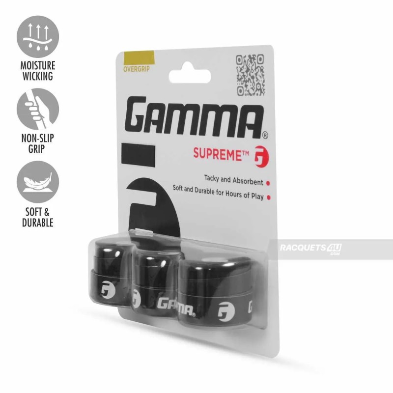 GAMMA Supreme Overgrip (3 Pcs, Black) GAMMA Supreme Overgrip (3 Pcs, Black)