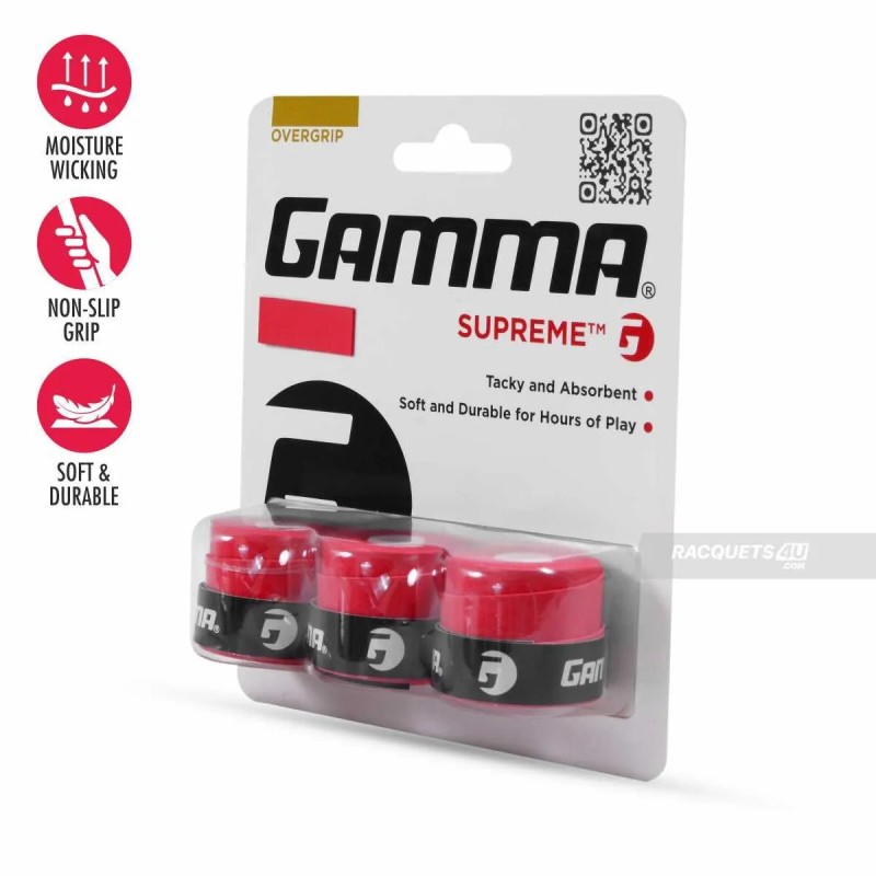 GAMMA Supreme Overgrip (3 Pcs, Red) GAMMA Supreme Overgrip (3 Pcs, Red)