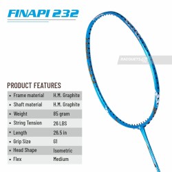 APACS Finapi 232 Badminton Racquet (Unstrung, L. Blue) APACS Finapi 232 Badminton Racquet (Unstrung, L. Blue)