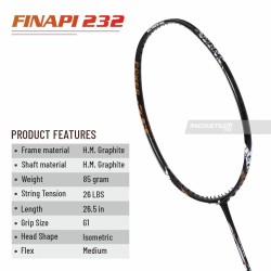 APACS Finapi 232 Badminton Racquet (Unstrung, Black) APACS Finapi 232 Badminton Racquet (Unstrung, Black)