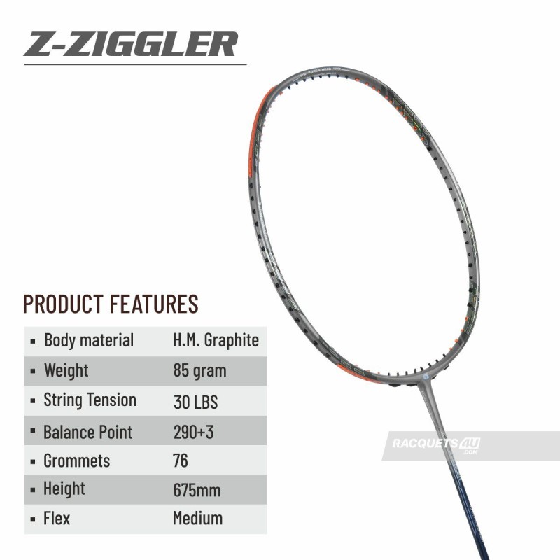 APACS Z Ziggler Badminton Racquet (Unstrung, Grey) APACS Z Ziggler Badminton Racquet (Unstrung, Grey)