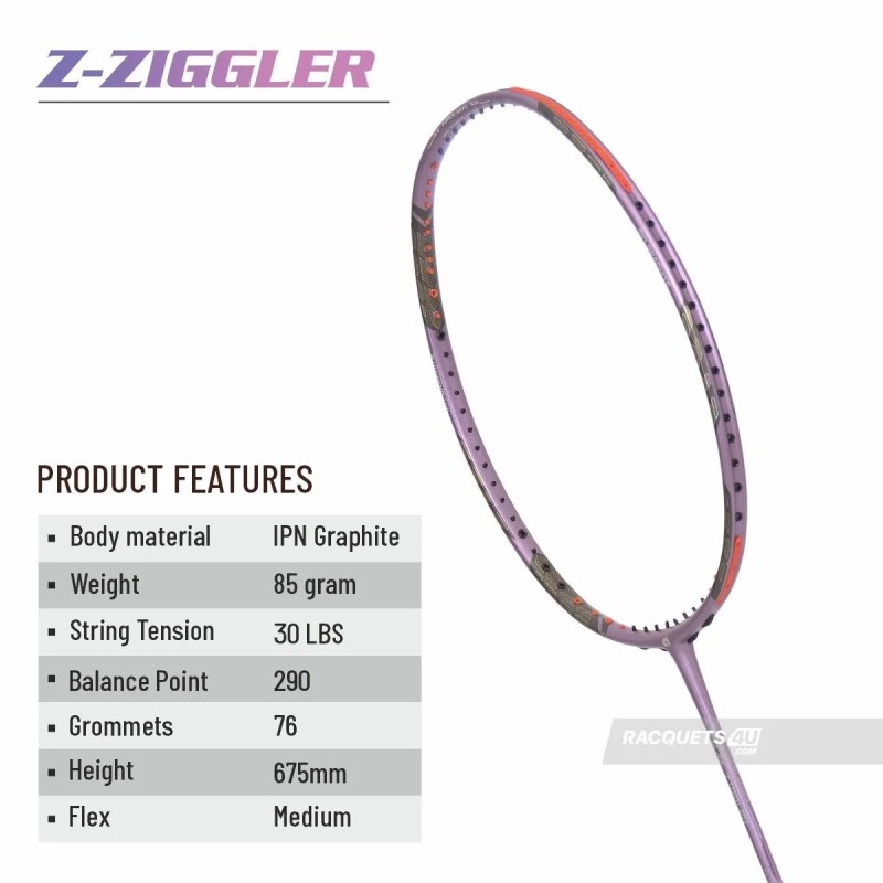 APACS Z Ziggler Badminton Racquet (Unstrung, Purple) APACS Z Ziggler Badminton Racquet (Unstrung, Purple)