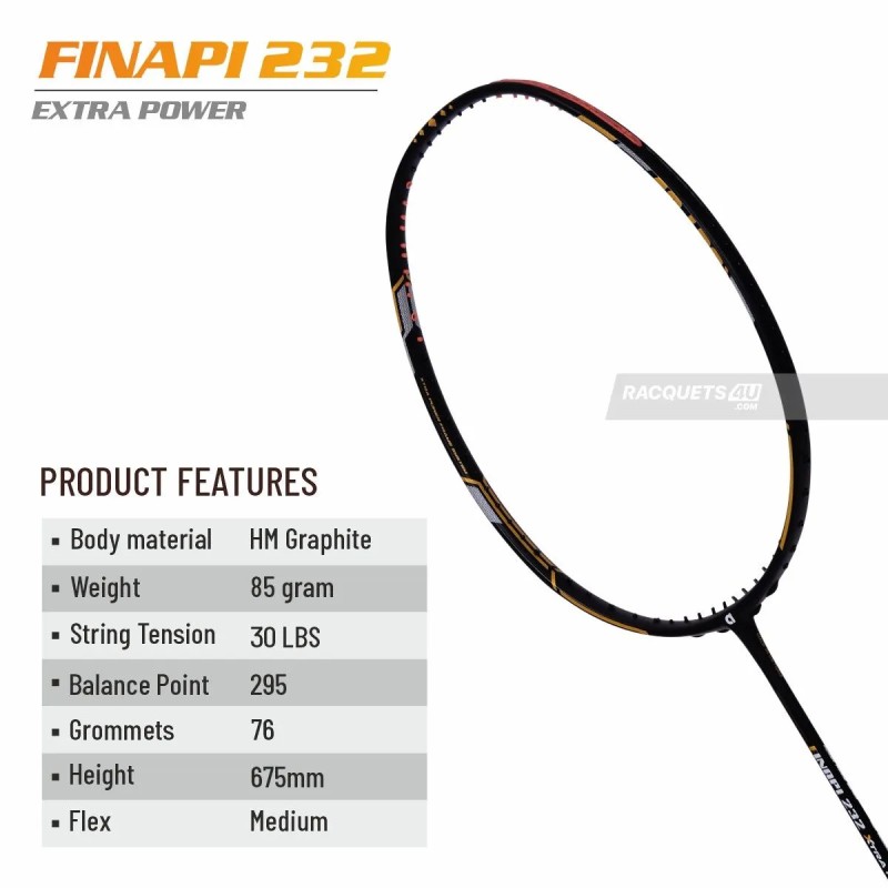 APACS Finapi 232 Xtra Power Badminton Racquet (Unstrung, Navy)