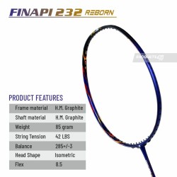 APACS Finapi 232 Reborn Badminton Racquet (Unstrung, Blue) APACS Finapi 232 Reborn Badminton Racquet (Unstrung, Blue)