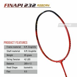 APACS Finapi 232 Reborn Badminton Racquet (Unstrung, Red) APACS Finapi 232 Reborn Badminton Racquet (Unstrung, Red)