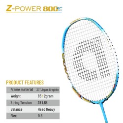 APACS Z Power 800 RP+ Badminton Racquet (Unstrung, Blue/White) APACS Z Power 800 RP+ Badminton Racquet (Unstrung, Blue/White)