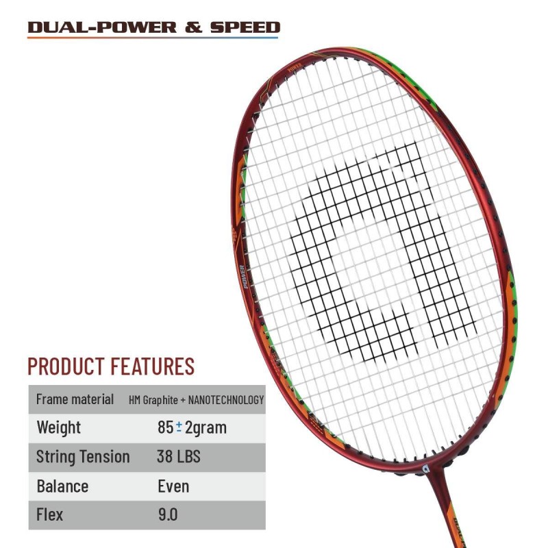 APACS Dual Power & Speed Badminton Racquet (Unstrung, Red) APACS Dual Power & Speed Badminton Racquet (Unstrung, Red)