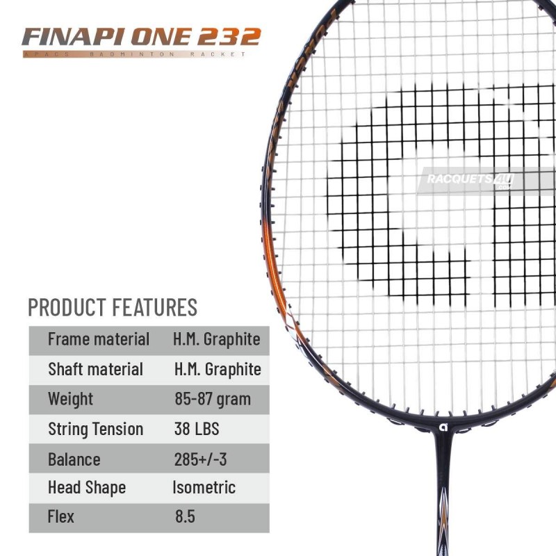 APACS Finapi 232 Badminton Racquet (Unstrung, Orange) APACS Finapi 232 Badminton Racquet (Unstrung, Orange)