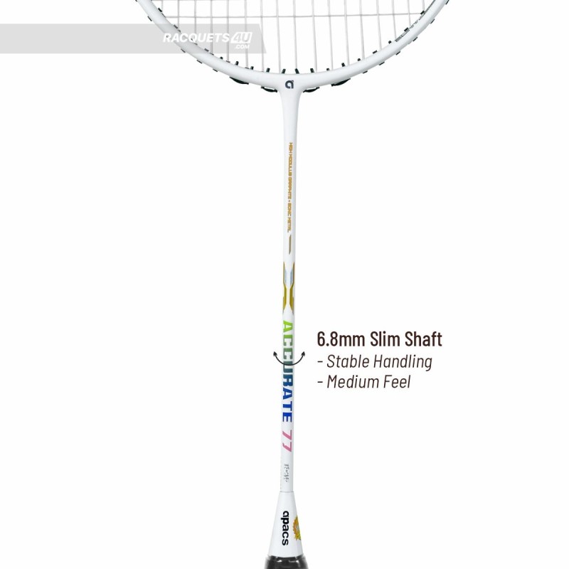 APACS Accurate 77 Badminton Racquet (Unstrung, Pearl White Matte) APACS Accurate 77 Badminton Racquet (Unstrung, Pearl White Matte)