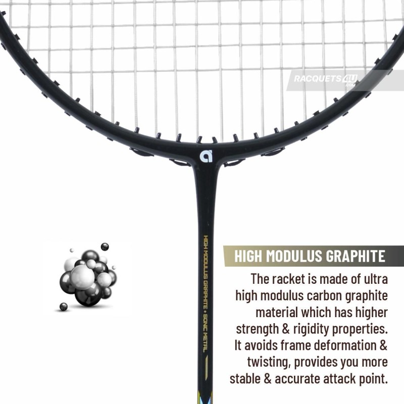 APACS Accurate 77 Badminton Racquet (Unstrung, Black Glossy) APACS Accurate 77 Badminton Racquet (Unstrung, Black Glossy)