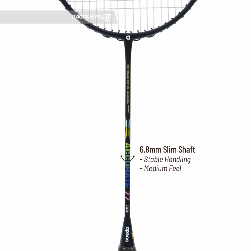 APACS Accurate 77 Badminton Racquet (Unstrung, Black Glossy) APACS Accurate 77 Badminton Racquet (Unstrung, Black Glossy)