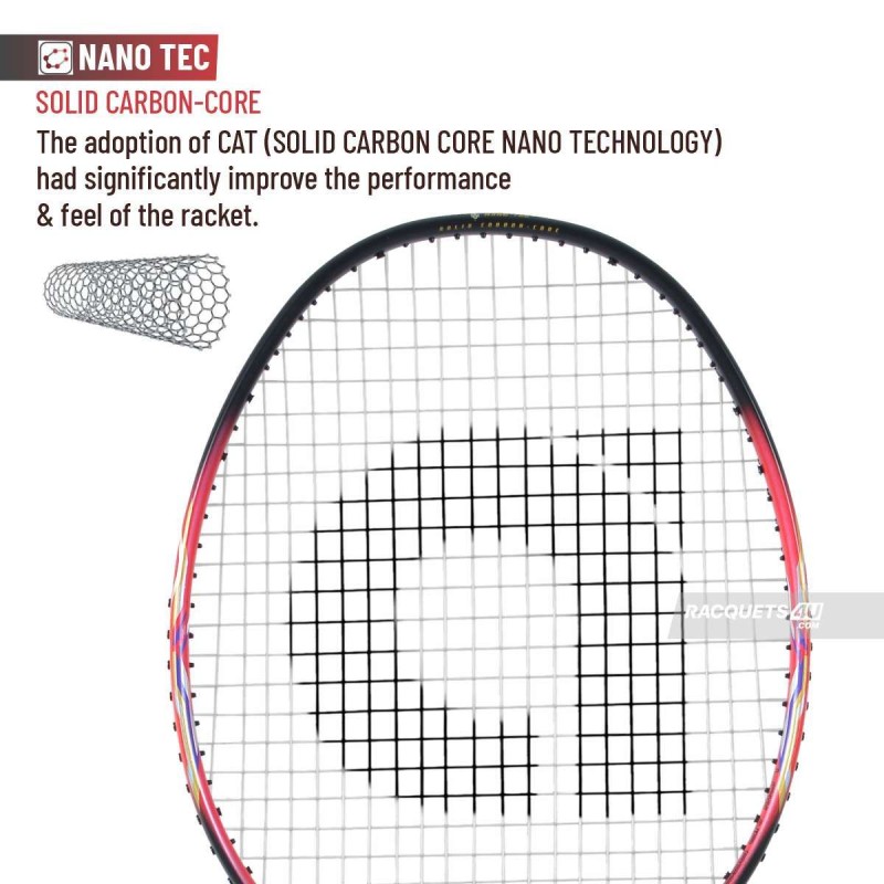APACS Accurate 77 Badminton Racquet (Unstrung, Red/Black Matte)