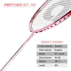 Apacs Feather Weight 55 Badminton Racquet (Unstrung, White/Pink) Apacs Feather Weight 55 Badminton Racquet (Unstrung, White/Pink)