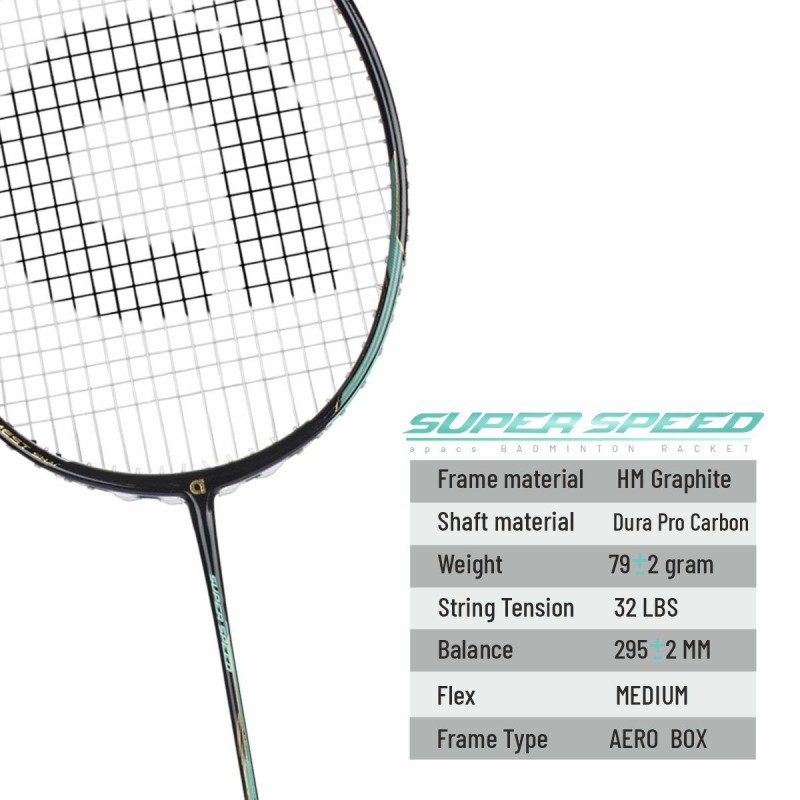 APACS Super Speed Badminton Racquet (Unstrung, Black) APACS Super Speed Badminton Racquet (Unstrung, Black)