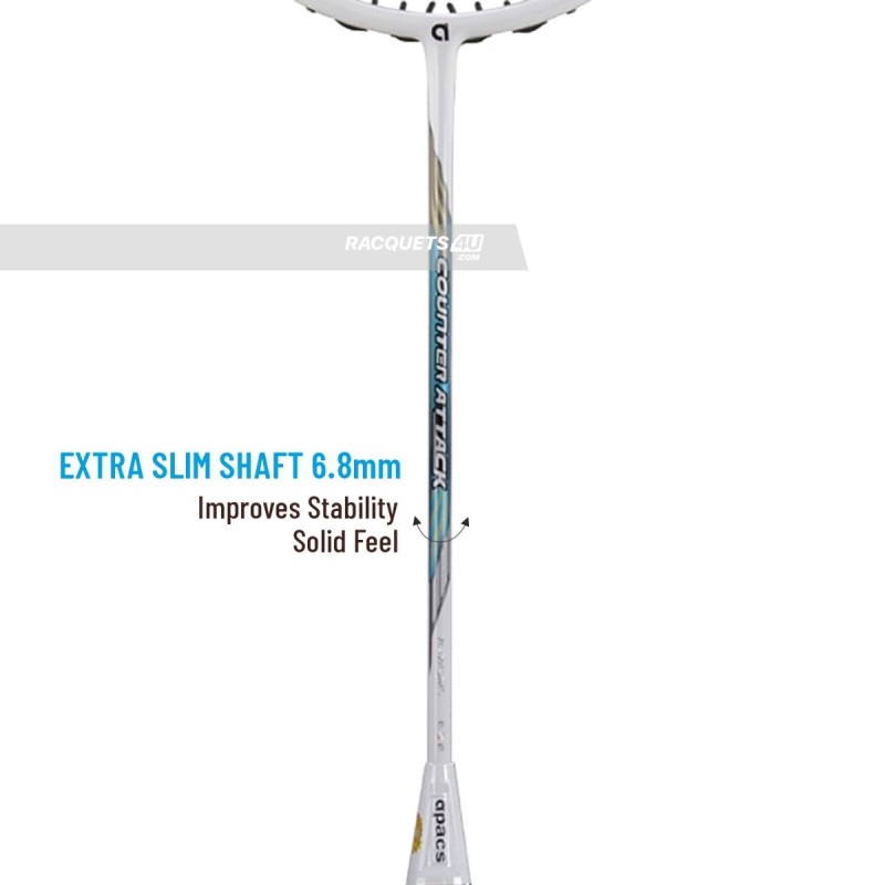 APACS Counter Attack Badminton Racquet (Unstrung, White)