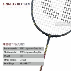 Apacs Z-Ziggler Next Gen Badminton Racquet (Unstrung, Black/Maroon) Apacs Z-Ziggler Next Gen Badminton Racquet (Unstrung, Black/Maroon)