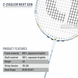 Apacs Z-Ziggler Next Gen Badminton Racquet (Unstrung, White) Apacs Z-Ziggler Next Gen Badminton Racquet (Unstrung, White)