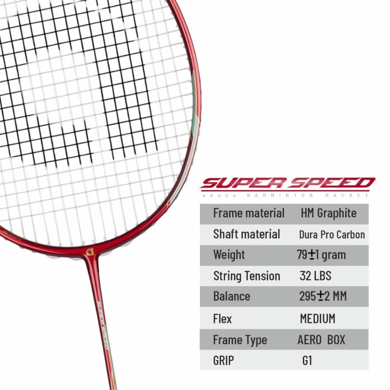 APACS Super Speed Badminton Racquet (Unstrung, Maroon) APACS Super Speed Badminton Racquet (Unstrung, Maroon)