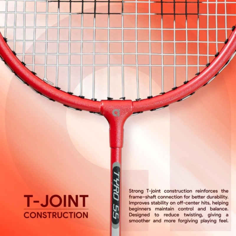 APACS Tyro 55 Badminton Racquet (Strung, Red/Black) APACS Tyro 55 Badminton Racquet (Strung, Red/Black)