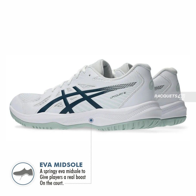 ASICS Upcourt 6 Indoor Shoes (White/Tranquil Teal)