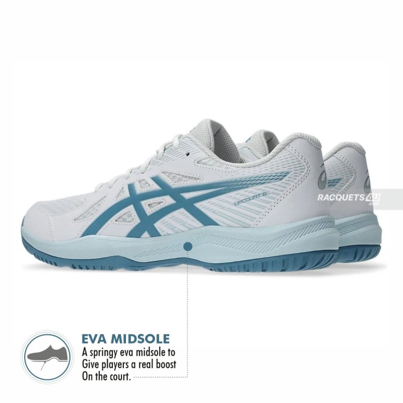 ASICS Upcourt 6 Indoor Shoes (White/Saba Blue) ASICS Upcourt 6 Indoor Shoes (White/Saba Blue)