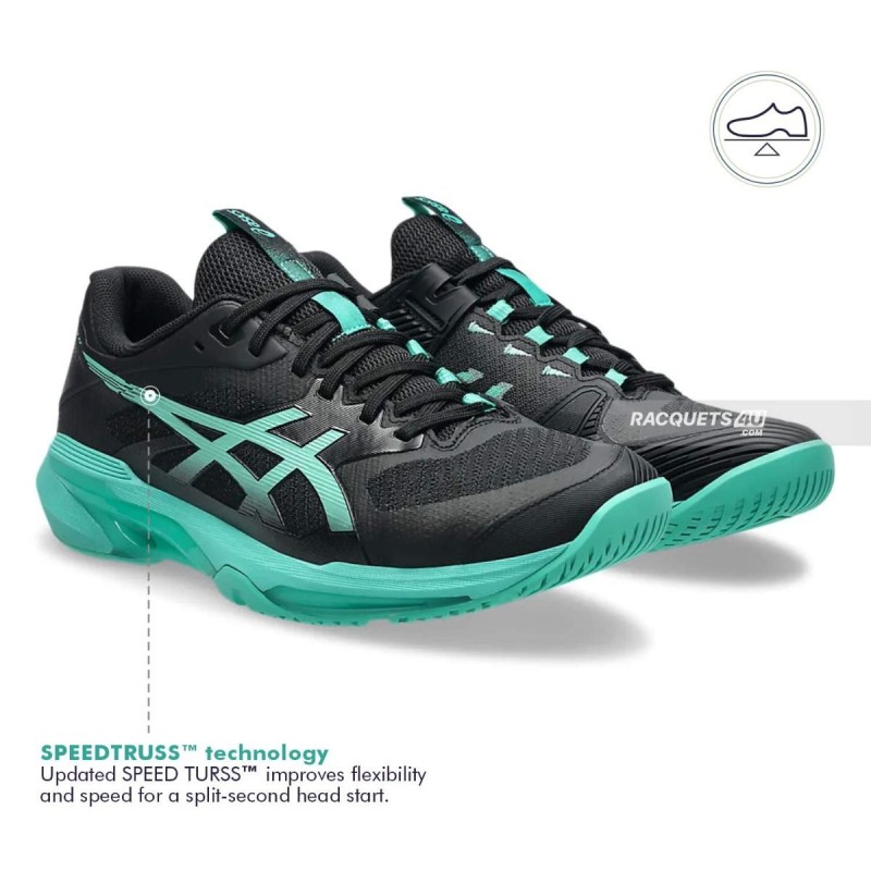 ASICS Solution Speed FF4 Tennis Shoes (Black/Aurora Green) ASICS Solution Speed FF4 Tennis Shoes (Black/Aurora Green)